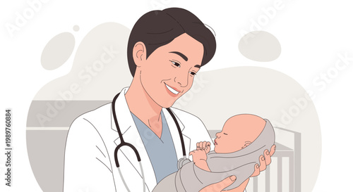 Doctor Holding Newborn Baby.