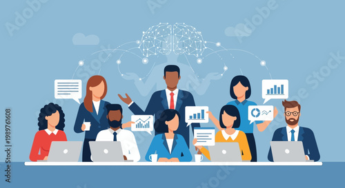 Business people working on computers.