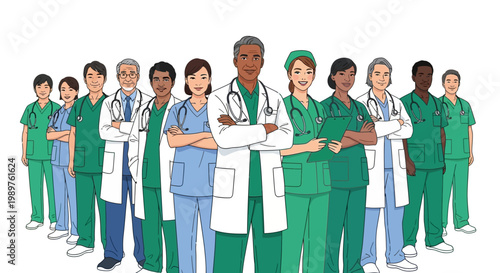 Diverse Medical Professionals Standing Together.