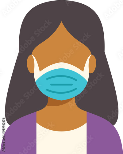 Woman wearing a medical face mask for protection against viruses and pollution