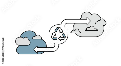 Cloud computing data transfer and recycle symbol illustration isolated on white background