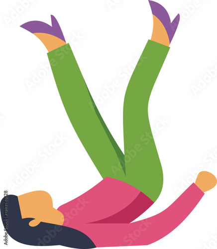 Woman falling or dropping to the ground with clumsy accident