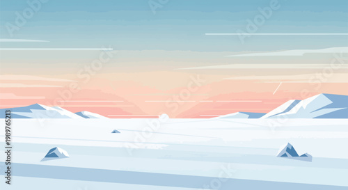Pixel Art Arctic Landscape at Sunrise