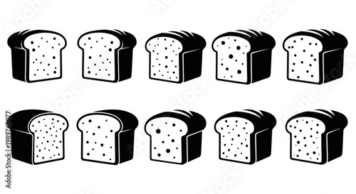Seamless Pattern of Loaves of Bread, Black and White Illustration