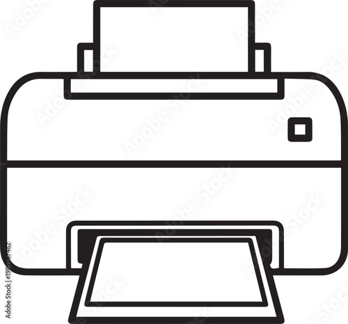Black outlined icon of printer