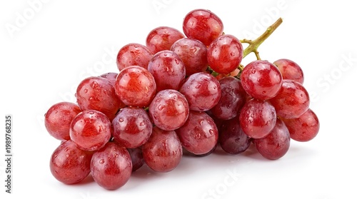 Fresh red grapes bunch, ripe juicy fruit cluster with stems, healthy snack ingredient for food and nutrition isolated PNG with Transparent Background