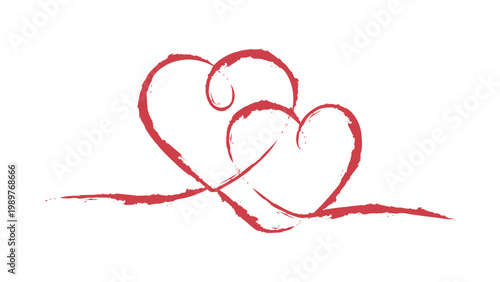 Φωτογραφία Two elegant red hearts entwined on transparent background, romantic design
