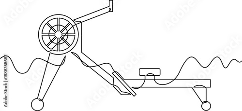 one line art Rowing Machine vector illustration. line art, one continuous line, simple, hand drawn and sketch style. for icons, symbols, signs or logos. png