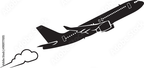 Airplane Taking Off Silhouette for Travel and Aviation Design