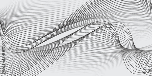 Abstract vector modern background with grey wavy lines and particles. EPS10