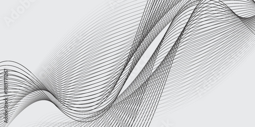 Abstract vector modern background with grey wavy lines and particles. EPS10