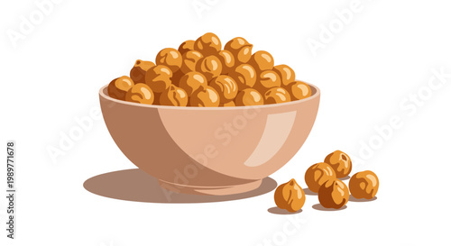 A vector graphic illustration of a bowl filled with roasted chickpeas