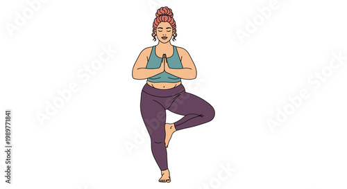 A serene woman in a yoga pose with hands together in prayer