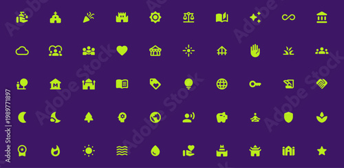 Spiritual & Religion Wellness Icon Set – Minimal Solid Glyph Icons for Meditation, Faith, Mindfulness and Holistic Lifestyle UI Design