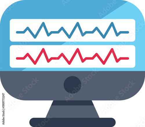 Medical patient monitor displaying vital signs with cardiogram lines