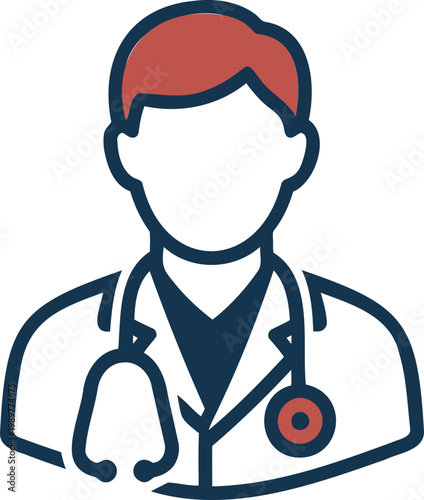 Doctor icon with stethoscope medical professional avatar, physician sign, healthcare worker symbol, clinic staff flat vector illustration