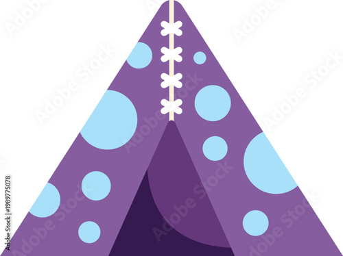 Child's outdoor camping playhouse in an illustrated flat design