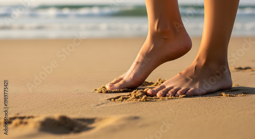 Barefoot on the beach a summer day's tranquility and coastal connection