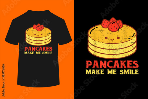 Foto Cute Pancake Maker Breakfast Food Lover Kawaii Pancake T-Shirt