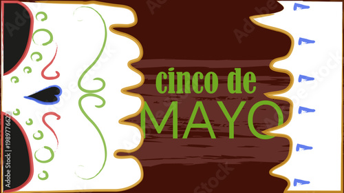Cinco de Mayo Skull Fragment Horizontal Poster Vector Banner