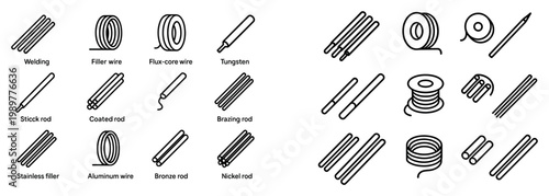 Welding icons with wire spool rod outline