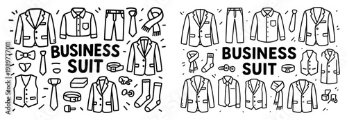 Business icons with suit jacket tie outline