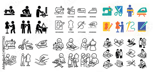 Sewing and designing icons collection