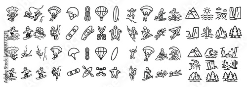 Outdoor adventure icons collection