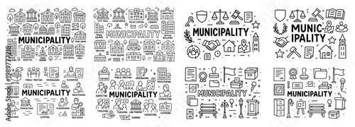 Municipality icons and concepts collection
