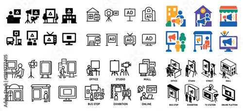 Advertising icons: digital and print media