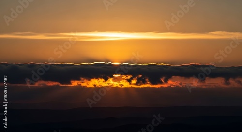 Golden Hour Serenity - A Breathtaking Sunset Over the Horizon.