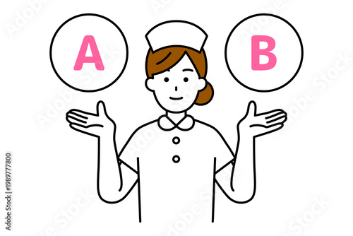 AとBの選択肢を提案する女性看護師
