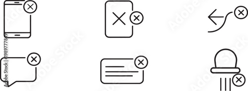 Line icons depicting various communication and alerting technologies with a circular 'x' overlay