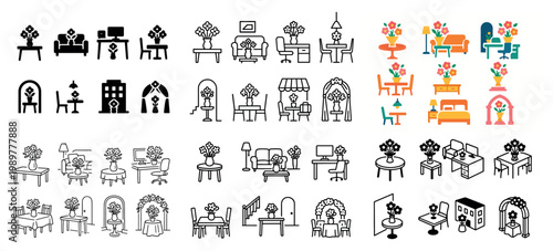 Flower arrangements in various settings