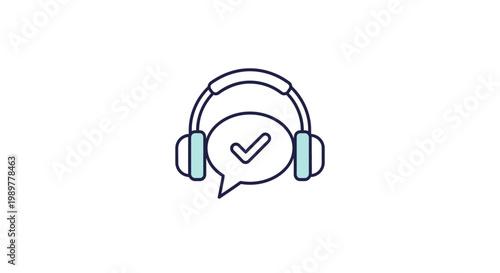 Headphones with speech bubble icon.