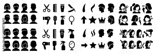 Hairstyling icons: tools and profiles