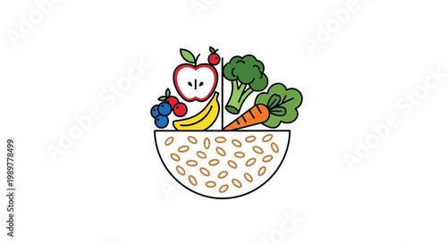 Healthy food bowl with fruits vegetables.