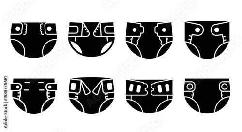 Baby Diaper Icons Set: Different Styles and Designs