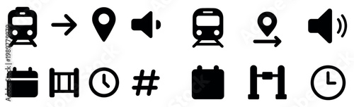 Transport icons with train pin speaker outline