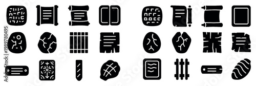 Bakery icons with loaf and roll solid