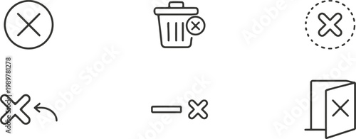 Collection of black and white line art icons representing various restrictions or prohibitions