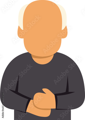 Elderly man experiencing stomach ache or indigestion