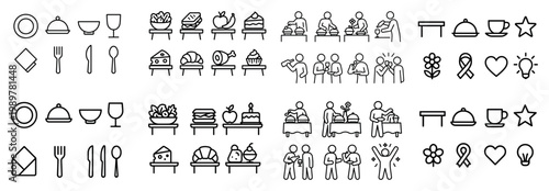 Minimalist dining and food icons collection