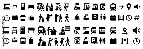 Transportation and commuter icons set