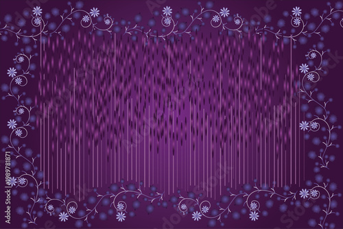 Abstract purple floral frame vector background template.