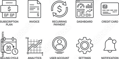 line icons set for business and finance concepts