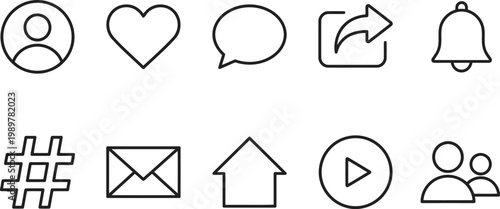 set of social media and communication icons