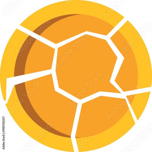 Broken gold coin illustrating financial loss, inflation, and market crash