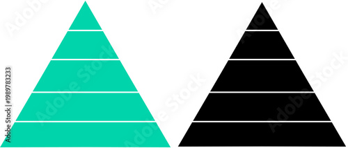 Pyramid Icons: Simple, visually-compelling pyramid icons with a striking, minimalist aesthetic. One is a sleek turquoise and the other is a stark ebony.