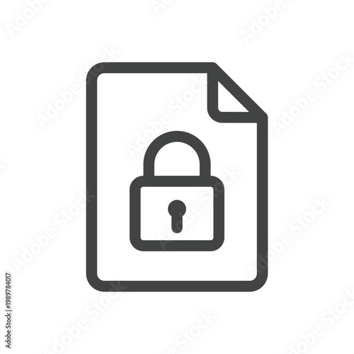 Simple Outline Locked File Icon Design with Rounded Corners and Folded Edge